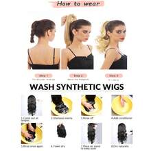 下巴夹马尾辫延长 12 英寸卷曲爪夹在头发马尾卷曲波浪合成发纤维假发适合女性时尚派对圣诞新年礼物适合女性、Y2K、音乐节、圣诞派对度假和所有季节 - 黑色 - 查看 8