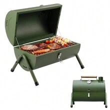 Portable Charcoal Grill Multi-Functional Metal Small BBQ Smoker For Outdoor Hiking Picnic - Army Green - View 1