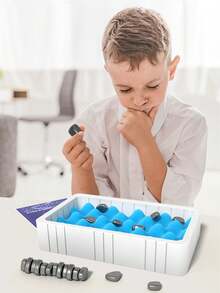 1盒磁力戰棋,教育玩具,磁感應掃雷,家庭互動桌上遊戲 - 藍色 - 查看 4