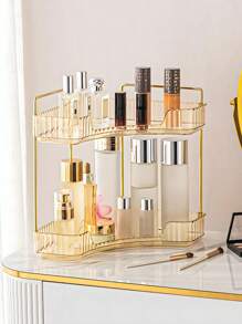 轉角化妝品收納盒、豪華化妝梳妝台、桌面口紅架、保養品收納盒、浴室三角架 - 橘色 - 查看 1