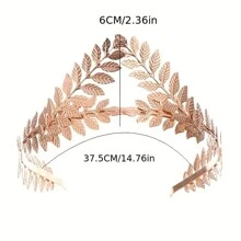 巴洛克风格简约水晶叶新娘头饰皇冠水钻选美公主头饰婚礼 - 玫瑰紅 - 查看 2