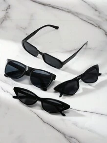 4 件装时尚运动 Y2k 复古超大时尚眼镜，适合夏季驾驶、旅行、海滩、男士和女士 - 彩色 - 查看 3