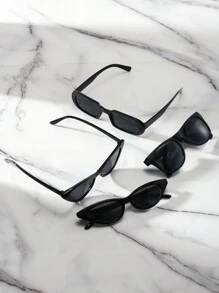 4 件装时尚运动 Y2k 复古超大时尚眼镜，适合夏季驾驶、旅行、海滩、男士和女士 - 彩色 - 查看 4