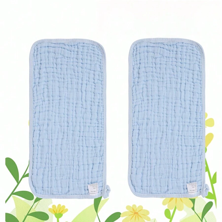 2 包淡蓝色拍嗝巾 - 经典黄色男女通用 6 层纱布设计，高吸水性，加大码 25x50cm，柔软舒适，可用作拍嗝巾、毛巾、面巾等，可全年使用 - 圣诞节最佳礼物，新手父母的最佳选择 - 藍色 - 查看 1