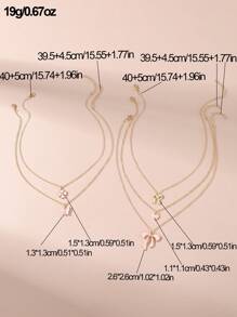 Set de 5 collares con colgantes de moño, trébol y corazón, collares para mejores amigas - Multicolor - Ver 6