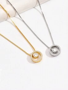 1件个性化时尚925银镶嵌立方氧化锆锁骨链项链，女士日常佩戴及节日装饰礼品