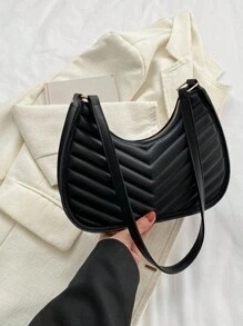 简约纯色百搭单肩包适合日常搭配 - 黑色 - 查看 7