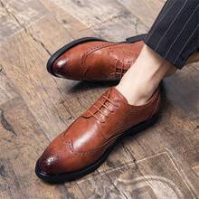 男士商務休閒皮鞋,年輕時尚的棕色尖頭提升鞋 - 棕色 - 查看 3