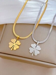3入組復古風格奢華幸運四葉草項鏈和耳環套裝,適合女士參加派對穿著 - 金黃色 - 查看 7
