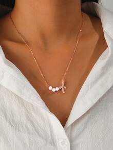 1件优雅奢华的925银仿珍珠和立方氧化锆装饰蝴蝶结项链，可作为送给女性的礼物，日常佩戴，生日、派对、约会皆宜 - 蝴蝶結 - 查看 6