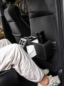 1 件装ABS 和皮革黑色汽车座椅靠背多功能储物收纳盒，带垃圾桶、纸巾盒和雨伞架，汽车配件