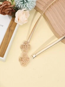 1pc Elastic Waistband With Metallic Geometric Spiral Pattern, Women'S Fashion Accessory (Gold/Silver) - Gold - View 4