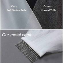 1 Pc Women 2 Tier  Length  Lace Wedding Bridal Veil With Metal Comb For Wedding Party White