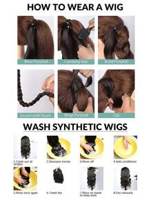 26英寸長的辮狀馬尾髮延長器,帶髮帶包覆綁繩,經高溫合成,柔軟蓬鬆,適合日常穿著 - 黑色 - 查看 6