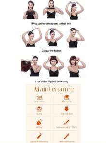 T形鉤花邊前13*4.5*1波浪捲26吋合成纖維女士長中分假髮帽 - 酒紅色 - 查看 11