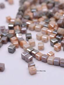 4mm 100pcs/Lot Pink Purple Cube Czech Crystal Glass Beads Cube Square Glass Loose Space Beads For Jewelry Making DIY Handmade