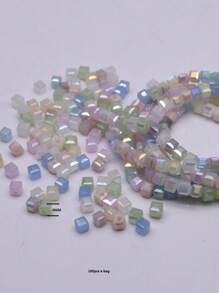 4mm 100pcs/Lot Pink Purple Cube Czech Crystal Glass Beads Cube Square Glass Loose Space Beads For Jewelry Making DIY Handmade