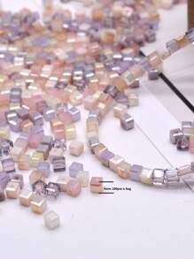 4mm 100pcs/Lot Pink Purple Cube Czech Crystal Glass Beads Cube Square Glass Loose Space Beads For Jewelry Making DIY Handmade