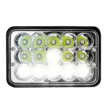 Pair Of 15 Led 4x6 Rectangular Headlights - Tunix - Small Unit - Black - View 3