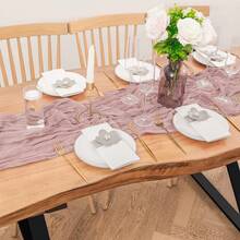 1pc 118 Inch Bohemian Style Burlap Table Runner For Wedding, Baby Shower, Birthday Party, Dining Decoration - Gray Pink - View 5