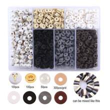 1 盒 6 毫米聚合物黏土珠套件扁平圓形間隔珠套件帶字母珠珍珠手鍊項鍊製作珠寶 Diy 製作套件生日聖誕派對禮物 - 彩色 - 查看 14