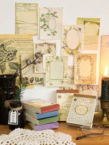 MOCARD 1 Book Of 100pcs Retro Texture Journaling Paper, Diy Scrapbooking Decoration Material, Creative Stationery For School(6 Patterns Delivered Randomly) - Green - View 2