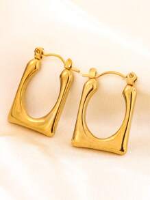 1 Pair Fashionable Geometric Stainless Steel Earrings, Suitable For Women's Daily Wear Or Stylish Commute