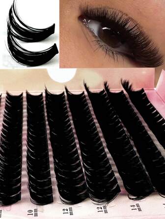 New Hot-Melted 80d False Eyelashes, Clustered, Segmented, 8 Rows, Dense, Soft, Natural, Can Be Self-Bonded, Mixed Size 8mm-16mm