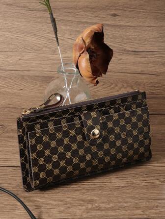 Coffee Brown Vintage Fold Over Women Fashion Modern Business Slim Portable Versatile Large Capacity Credit Card Zipper ID Card Cash Storage Business Casual Perfect School College Work Business Commute Teachers' Day Back To School Holiday Office Anniversary For Birthday Gift On Valentine Day Lady Female Women White-Collar Workers College Student Bag School Supplies For School Dorm Room & Back To School For Women Wallet Purse Wallet Long Wallet