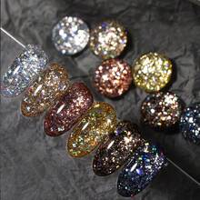 XEIJAYI 1 件裝 7.3 毫升閃光凝膠指甲油、閃亮鑽石凝膠指甲油、磁性凝膠指甲油、閃亮清漆浸泡 Uv Led - 金色 - 查看 5