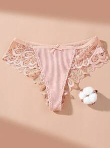 4Pcs/Set Lace Splicing Briefs Panties Women's Underwear - Multicolor - View 4