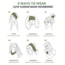 Boho Printed Headband For Women - Elastic Hairband For Yoga, Fitness, And Running - Stylish And Comfortable Hair Accessory - Army Green - View 6