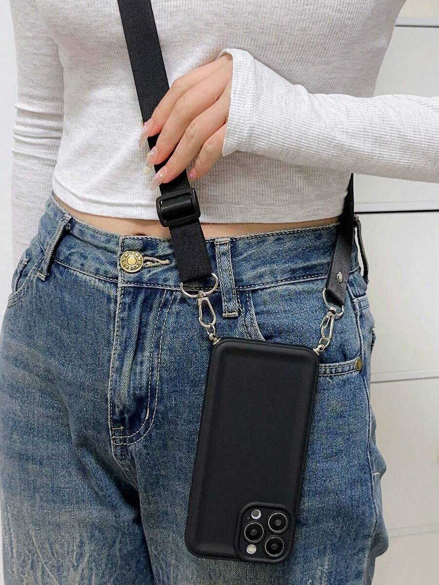 High-Precision Hole Wide Lanyard Anti-Fall Phone Case Compatible With Iphone - Multicolor - View 1