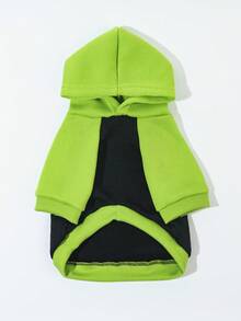 1件外星人印花螢光綠黑連帽外套適合貓狗秋冬室內外保暖 - 綠色 - 查看 9