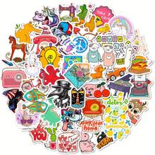 50 張可愛小清新卡通塗鴉防水貼紙 - 非常適合剪貼簿、日記、筆記型電腦、水杯、滑板、行李箱等裝飾貼紙,是最好的小禮物 - 彩色 - 查看 2