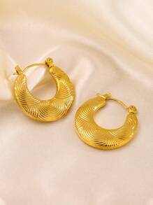 1 Pair Fashionable Geometric Stainless Steel Earrings, Suitable For Women's Daily Wear Or Stylish Commute