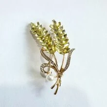 流行質量珍珠鉆石&流蘇設計胸針,防光色,围巾扣&别针批发(秋冬) - 兩顆麥穗 - 查看 3