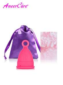 AneerCare Menstrual Cup Silicone Cup With Ring High Capacity For Heavy Flow Wear For 12 Hours Soft, Flexible, Reusable Menstrual Cups Free Cloth Bag.