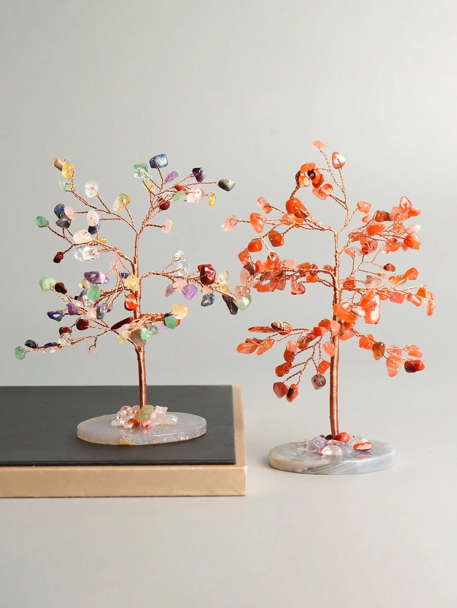 1入組水晶樹，水晶石天然靈氣水晶寶石七輪調和水晶，搖錢樹，家居辦公桌水晶裝飾寶石能量裝飾靈氣幸運水晶禮品家居裝飾仿真植物造型 - 水晶樹 - 查看 1