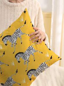 1pc Zebra Print Cushion Cover, Modern Pillow Case, Single-Sided Printed, Not Including Pillow Core, For Sofa, Home Decorative Pillow Cover