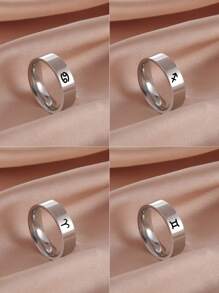 1 Miếng Thép không gỉ Phong cách Đơn giản Chòm sao Xử Nữ & Ung thư Cung hoàng đạo Thiết kế chòm sao Nhẫn đôi , Của phụ nữ Kích thước , Qủa tặng Đối với Người yêu - Bạc - Xem 1