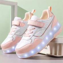 Mùa hè Trẻ Người lớn Cặp đôi Hợp thời Thoáng khí Led Chiếu sáng Giày thể thao Với Xoay Khóa , Ngoài trời Giày Trượt patin Với Bốn Nhỏ bé Bánh xe , Nam Và Của phụ nữ Giày dép - Hồng - Xem 7