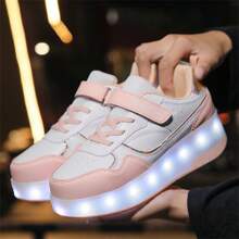Mùa hè Trẻ Người lớn Cặp đôi Hợp thời Thoáng khí Led Chiếu sáng Giày thể thao Với Xoay Khóa , Ngoài trời Giày Trượt patin Với Bốn Nhỏ bé Bánh xe , Nam Và Của phụ nữ Giày dép - Hồng - Xem 6
