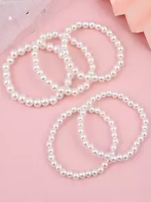 5pcs/Set Stylish Beige Pearl Bracelet