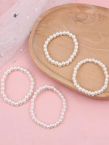 5pcs/Set Stylish Beige Pearl Bracelet