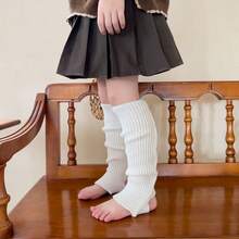 Girls' Spring/Fall Knitted Short Socks, Japanese-Style Pile Socks Design For Leg Warmers - White - View 2