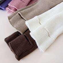 Girls' Spring/Fall Knitted Short Socks, Japanese-Style Pile Socks Design For Leg Warmers - White - View 6