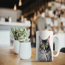 1入組禮盒裝,貓咪趣味換溫熱敏陶瓷咖啡杯,11盎司咖啡杯,可愛的聖誕節女性,男性,兒童禮物杯(貓咪) - Cat Vector Portrait - 查看 6