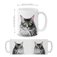1入組禮盒裝,貓咪趣味換溫熱敏陶瓷咖啡杯,11盎司咖啡杯,可愛的聖誕節女性,男性,兒童禮物杯(貓咪) - Cat Vector Portrait - 查看 4