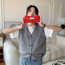 2023 可愛兔子旅行化妝唇膏手提包儲物袋卡哇伊女性化妝手提包組織者錢包袋筆袋 - 紅色 - 查看 4